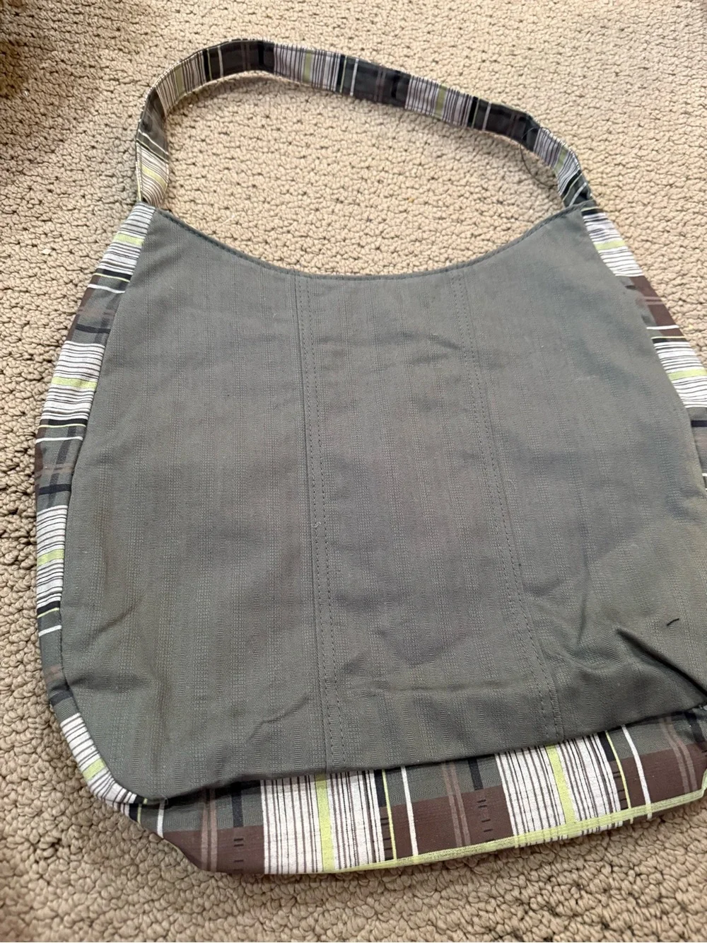 Y2K Volcom Green Plaid Pocket Hobo Bag with Accent Trim